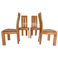 Vintage Brutalist Chapo Stijl Grenen Eetkamer Stoelen