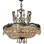 Vintage Kristallen Bronzen Zakkroonluchter Kroonluchter thumbnail 1