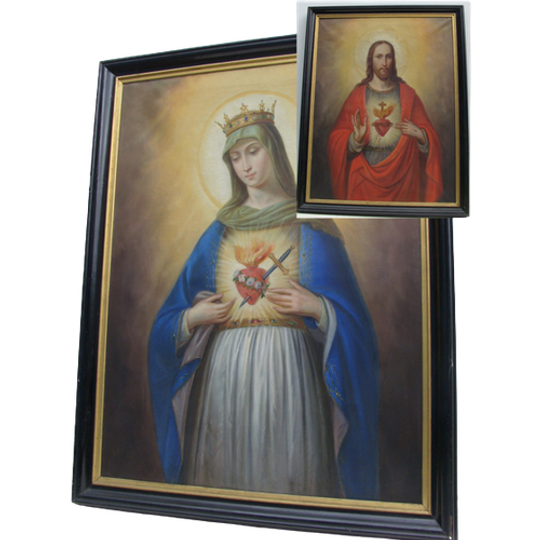 Koppel Antieke Schilderijen Uit Klooster, Maria En Christus 1