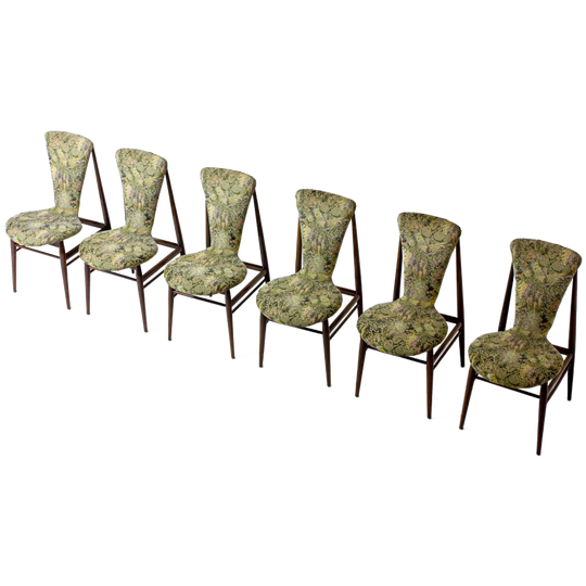 Mid-century Vintage Scandinavische Zwevende Eetkamerstoelen In Palissander En Plantenmotief, 1960 1