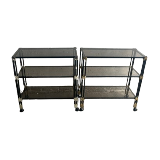Vintage 1980s Side Table / Bar Cart Trolley 1