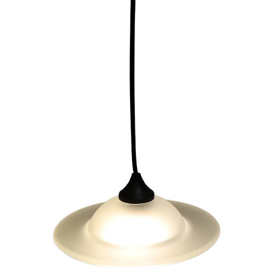 Vintage Ufo Hanglamp Transparant Mat Glas Massive, Jaren '80 1