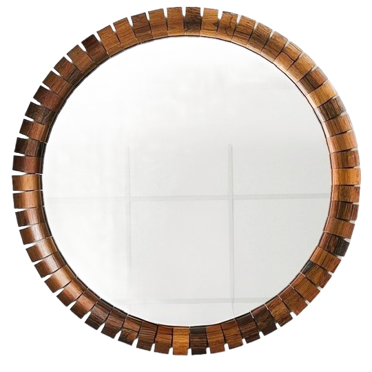 Mid-century Deens Design Ronde Spiegel Teak 1960’s 1