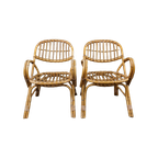 Prachtige Set Van 2 Rotan Fauteuils/ Lounge Chairs Met Armleuningen thumbnail 1