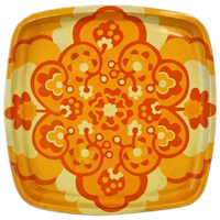 70's Vintage Dienblad Jaren 70 Blikken Dienblad Met Bloemen