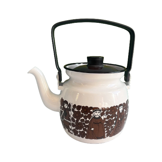 Vintage Arabia Finel Ritari Theepot / Ketel, Bruin & Wit, Raija Uosikkinen, Kaj Franck 1
