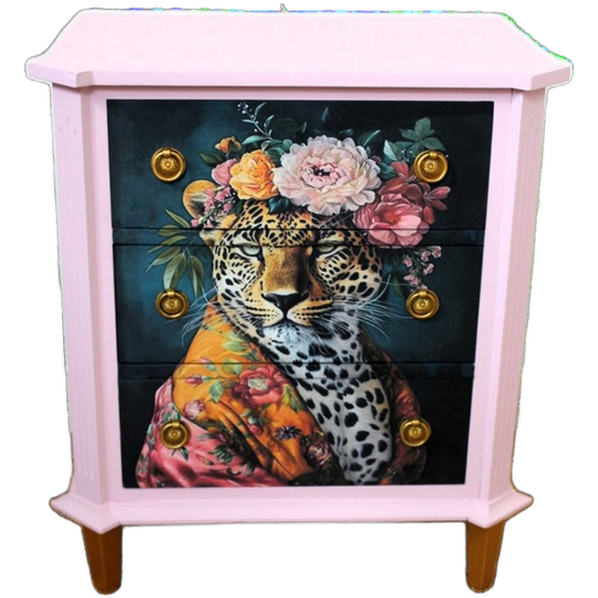 Een Roze Nachtkastje “glamour Tijger” 1
