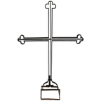 Zeer Groot Antiek Smeedijzeren Kruis Crucifix Religieus thumbnail 1