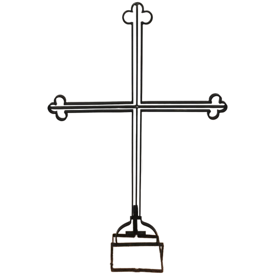 Zeer Groot Antiek Smeedijzeren Kruis Crucifix Religieus 1