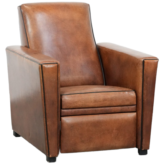 Comfortabele En Verstelbare Schapenleren Relax Fauteuil Met Een Strak Design, Mooie Kleuren En Een Mooi Patina 1