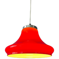 Rode Space Age Hanglamp Van Plexiglas Met Chroom Kapje