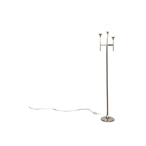 Floor Lamp With Chrome And Glass By Gaetano Sciolari Italy