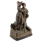 Terracotta Sculptuur Jong Koppel Antiek Romantisch Beeld Terre Cuite Aardewerk 35Cm thumbnail 1