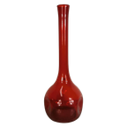 Vintage Ambachtelijk Gemaakte Rood Glazen Vaas, Fles thumbnail 1