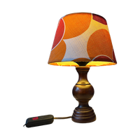 Vintage Space Age Tafellamp Met Oranje Stoffen Kap