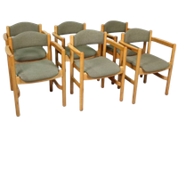 6X Vintage Eetkamerstoelen - Jaren '70, Groen, Hout