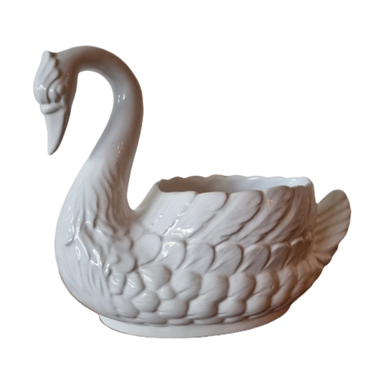 Porseleinen Zwaan Plantenpot, Jaren 80 1
