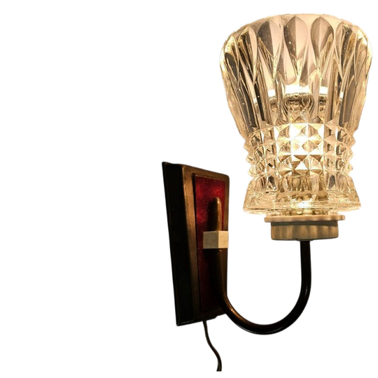 Vintage Muurlamp - Koper - Messing - Kristal - Holland - 60's 1
