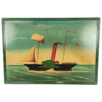 Vintage Beschilderd Paneel Met Schip thumbnail 1