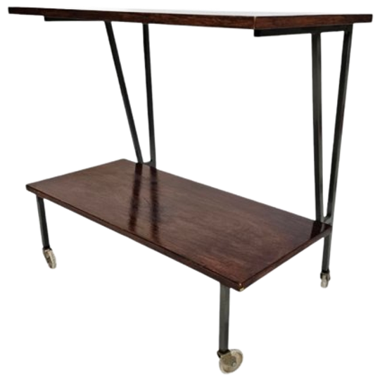 Trolly - Pastoe Stijl - Braakman - Fineer - Metaal - Bijzettafel - 60's 1