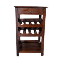 Klassiek Teakhouten Wijnrek, Bijzettafel, Whiskeybar Afm.52x39m En 86cm Hoog.