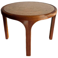‘pencil Reed’ Rotan Eettafel Met Natuursteen Blad Vintage