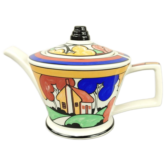 Vintage Sadler Theepot In Clarice Cliff Stijl 1