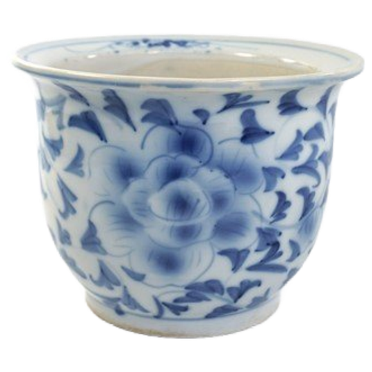 Vintage Bloempot Blauw-wit China 1