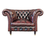 Chesterfield Medburn Fauteuil - Antiek Rood Met Knopenzit thumbnail 1