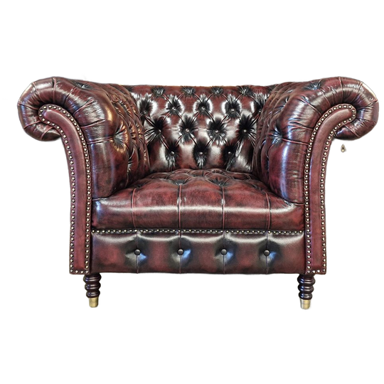 Chesterfield Medburn Fauteuil - Antiek Rood Met Knopenzit 1