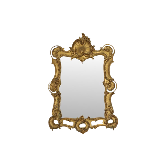 Italiaanse Kuifspiegel Rococo Stijl Goudkleurig Resine 84cm 1