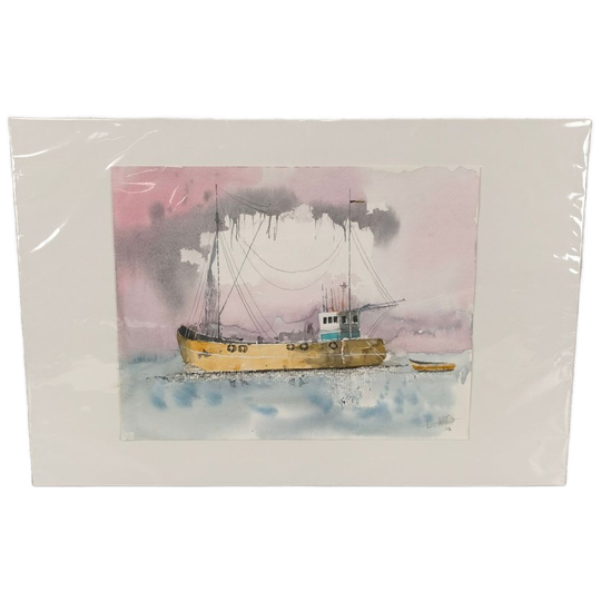Etienne Maes - Aquarel - Vissersboot 1