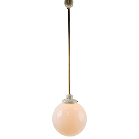 Vintage Bol Hanglamp Schoollamp Koper Stang Art Deco ‘50 1