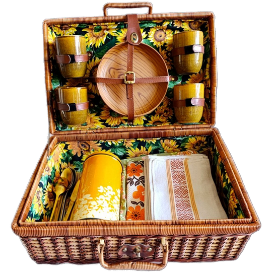 Vintage Unieke Gerestylde Picknickmand, Zomers En Sfeervol 1