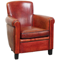 Geweldige Fauteuil/ Armchair Gemaakt Van Schapenleer In Een Unieke Rood/ Bruine Kleur