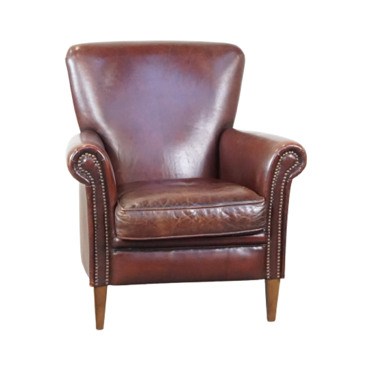 Comfortabele Schapenleren Fauteuil Met Een Correcte Afwerking Met Siernagels 1