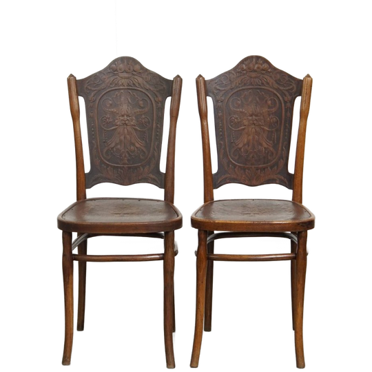 Set Van 2 Originele Jacob En Josef Kohn Bentwood Thonet Design Stoelen Uit Begin 20e Eeuw 1