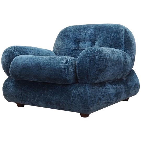 Blauwe fauteuil, Italiaans design, jaren 70, Productie: Italië 1