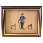 Zoldervonst Ingelijsd Tinnen Soldaat Met Honden Antiek thumbnail 1