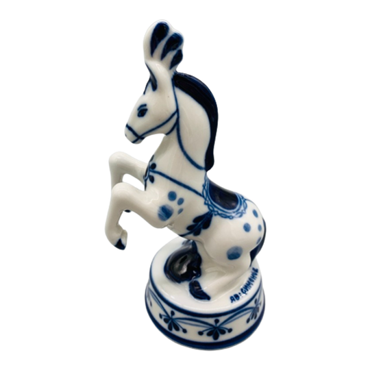 Gzhel Circuspaard Decoratie Blauw/wit 1