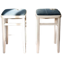 Set Van 2 Vintage Krukken, Krukjes Met Jeans Stoffering
