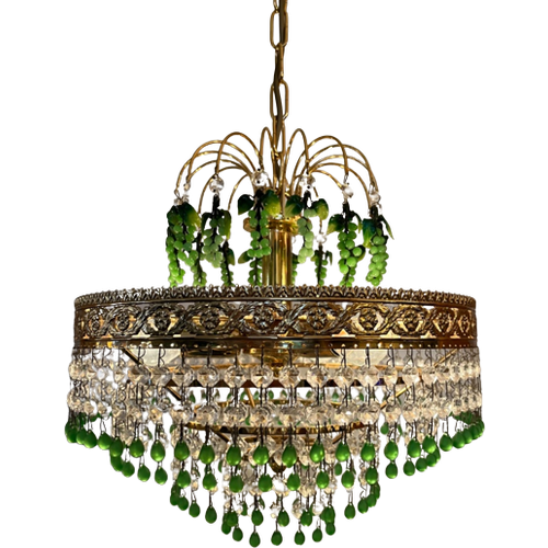 Murano Groene Druiven Hanglamp Vintage Kroonluchter Groen Hollywood