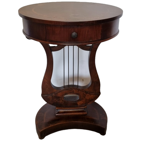 Klassieke Stijl Bijzettafel Met Lade Op Harp Voet, Jaren 70 1