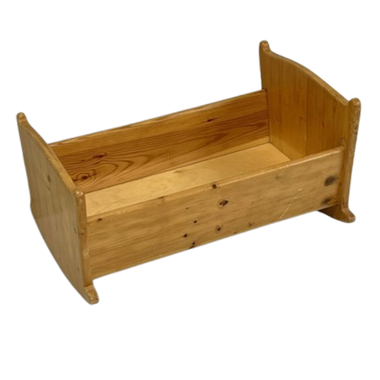 Grenen Poppenbedje Houten Wiegje Pop 1