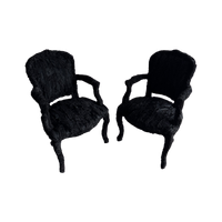Set Van 2 Zwarte Stoffen Stoelen Met Prachtige Afwerking In Veren