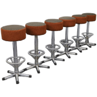 6x Bar Stool In Chrome, 1970s