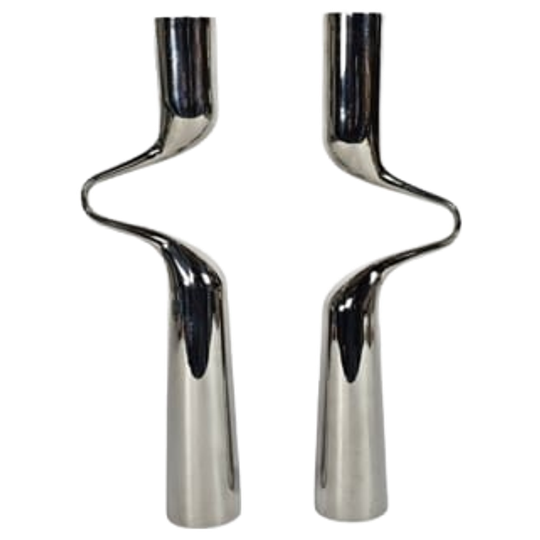 Menu Denmark - Mikaela Dorfel - 'twist' Kandelaars (2) - Verchroomd Staal - 2008 1