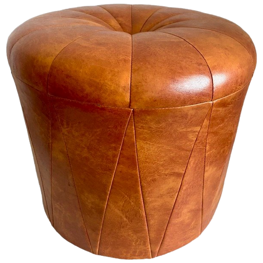 Vintage Ronde Skai Poef Patchwork Jaren 60 1