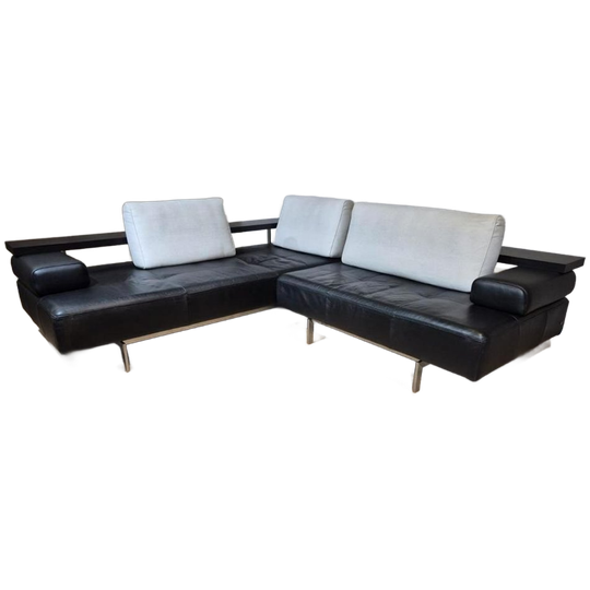 Rolf Benz Dono - Hoekbank - Zwart - Leder - Topstaat -design 1