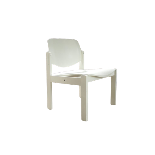 Houten Fauteuils Licht -beige -groen -groenig Wit Jaren 70 1